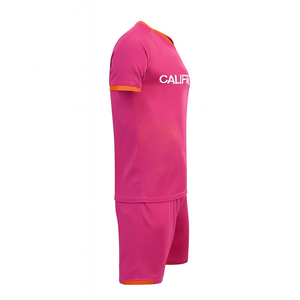 California <b>Soccer</b> Jersey Set Pink V-Neck Short Sleeve Moisture Wicking Unisex Adult Athletic Wear Sublimated Print - Product Image 3