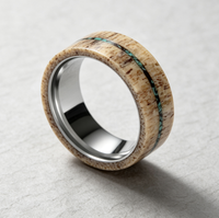 Bague en carbure de tungstène avec incrustation de bois de cerf et de turquoise, alliance naturelle de 8 mm pour homme, bijoux de luxe sauvage en gros