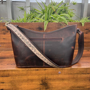 Bolso de mano de piel auténtica de vaca personalizado superventas para mujer, monedero Concho con piedra turquesa Floral, cierre de cremallera, estilo occidental - Product Image 5