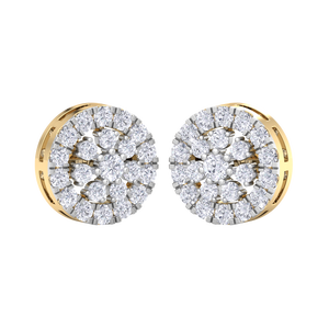 Boucles d'oreilles clous rondes personnalisées avec halo de diamants, boucles d'oreilles grappe bicolores en or, bijoux en diamants véritables, vente en gros d'usine, cadeau - Product Image 3