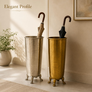 Porte-parapluie en métal artisanal |   Porte-parapluie décoratif sur pied avec base ronde pour l'entrée, la maison ou le bureau - Product Image 3