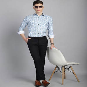 Camisa ajustada con estampado clásico para hombre, informal de manga larga para Polo con tela de franela, ajuste juvenil, venta al por mayor, minorista de moda especial - Product Image 3