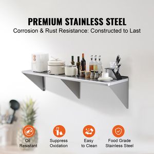 Supporti per Mensole Flottanti in Acciaio Inox 18x72" Commerciali, Capacità di Carico 500 Libbre, Montaggio a Parete, Resistenti - Product Image 2
