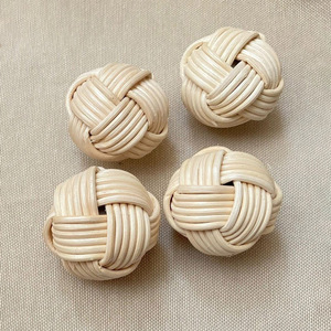 Manija de puerta de madera, la más vendida, manijas de ratán tejido, tirador de muebles, pomo decorativo para puertas - Product Image 1