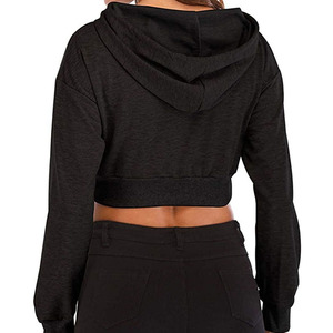 Factory direct supply Low MOQ Long Sleeve Crop <b>Top</b> Hoodie Women Front Custom Logo Printed Streetwear Women crop <b>top</b> hoodies - Product Image 4