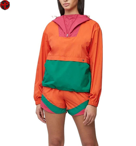 Ensemble short coupe-vent color block pour femme, léger, séchage rapide, tenue athlétique deux pièces pour la course à pied - Product Image 1