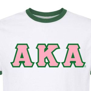 เสื้อยืดคอกลมพิมพ์ลาย AKA สำหรับผู้หญิง สีชมพู ขาว เขียว ผ้าฝ้าย เสื้อยืดลำลอง แฟชั่น แขนสั้น สไตล์กรีก สวมใส่สบายทุกวัน - Product Image 5