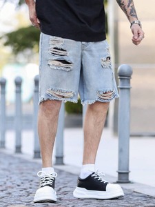 New Style Streetwear 2026 Custom Jeans <b>Men's</b> Clothing Fashion Ripped <b>Patch</b> <b>Men</b> Pants Straight Denim Jean <b>Shorts</b> <b>Men</b> Wholesale - Product Image 4