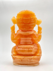 Estatua de Piedra Tallada a Mano del Dios Ganesha Naranja, Ídolo Hindú Decorativo, Ganesh Murti para el Hogar, Templo, Sala de Pooja, Regalo - Product Image 3