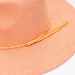 Solid Color Suede Fedora <b>Hat</b> with Nap Detail for Women and Men Vintage 10cm Brim <b>Band</b> Accessories for Casual and Party Scenes - Product Image 3