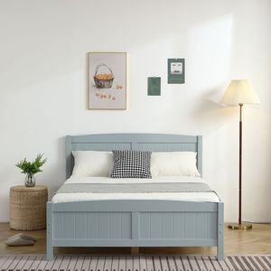 Struttura letto matrimoniale in legno grigio con testiera curva e pediera coordinata - Product Image 2