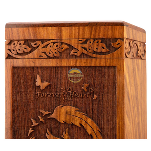 Urne funéraire artisanale en bois naturel pour cendres, motif vague d'oiseaux, boîte à cendres artistique, souvenir commémoratif par AYAANS - Product Image 6
