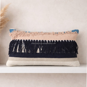 Decorative 3 Layer Fringed Soft Color Boho <b>Throw</b> <b>Pillows</b> Durable Lumbar 30x50 Cotton Boho Accent Cushion Cover - Product Image 3