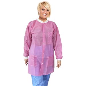 Batas de Laboratorio Desechables Rosa Claro para Adultos, Paquete de 10, Batas Médicas de Protección Personal (EPP) de 45 GSM, Batas de Laboratorio para Pintura con Puños y Cuello, Uniformes de Hospital - Product Image 1