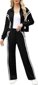 Ensemble de survêtement en molleton 100% coton blanc pour filles, manches longues, fermeture à cordon, poches latérales, coupe régulière, tenue décontractée streetwear - Product Image 2