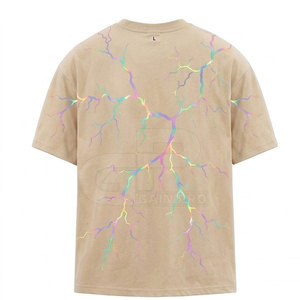 Camiseta de Algodón Oversize Moderna para Hombre con Estampado Gráfico Reflectante, Top de Moda Inspirado para Atuendos Casuales Diarios - Product Image 2