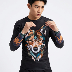 Chemise de protection anti-UV à manches longues avec imprimé loup géométrique, unisexe, adulte, séchage rapide, en polyester, pour les sports nautiques, BJJ - Product Image 6