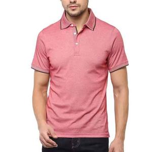 Polo à manches courtes rose pour homme, couleur unie, décontracté, en coton tricoté respirant, boutonné devant, coupe classique - Product Image 1