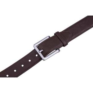 Ceinture formelle en cuir véritable marron avec boucle rectangulaire argentée, design solide et durable, matière respirante et à séchage rapide - Product Image 2