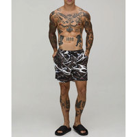 Short de bain imprimé pour homme, taille mi-haute, élastique, séchage rapide, décontracté, longueur courte, en polyester, motif imprimé