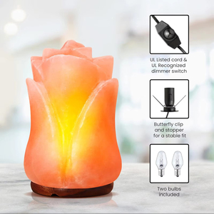 Lampe de sel rose remarquable en forme de fleur, faite à la main avec des matériaux organiques, au toucher réel, pour la décoration des fêtes et des mariages - Taille personnalisée - Product Image 3