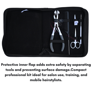 Kit d'outils professionnels pour extensions de cheveux Microlink blanc avec pince à sertir micro-anneaux, pince à sceller les bandes, outil à crochet et peigne à queue - Product Image 5