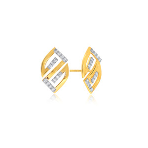 Pendientes de Diamantes Epitome of Elegance, Pendientes de Diamantes de Doble Brillo, Oro Amarillo para Mujer, Corte Baguette, Minimalistas, para Uso Diario - Product Image 2