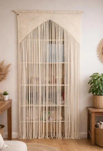 Large <b>Macrame</b> <b>Curtain</b> / Wall Hanging – 35 x 79 inches – Boho <b>Macrame</b> Door <b>Curtain</b> – Natural Cotton <b>Macrame</b> Decor - Product Image 3