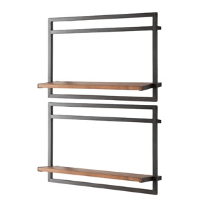 Estantería moderna de madera sólida con artesanías de metal para sala de estar, armarios de almacenamiento para decoración del hogar, 2 juegos, novedad - Product Image 1