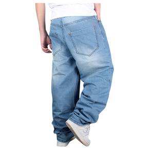 Men's Gray Washed <b>Denim</b> Wide Leg Pants Elastic Waist Casual Style Cotton <b>Material</b> Breathable Spring Fashion - Product Image 3