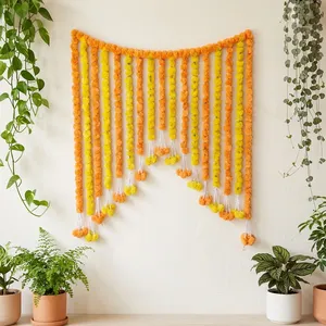 Guirnalda de Flores Artificiales de Caléndula con Cuerdas Colgantes y Borlas en Naranja y Amarillo para Decoración de Bodas, Festivales y Hogar - Product Image 3