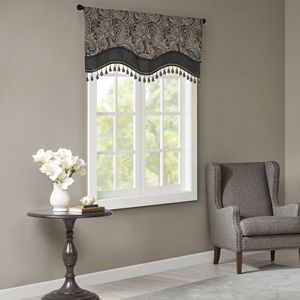 Asta finestra Jacquard Pocket mantovana con perline nere 50x18 "eleganti tende e mantovane - Product Image 2