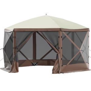 Tenda Pop-up a 6 Lati 3x3 Metri con Finestre a Rete, Borsa per il Trasporto e Picchetti da Terra - Product Image 5