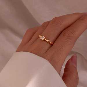 Zircon <b>Ring</b> 925 Sterling Silver 14K Rose Gold Plated Adjustable Resizable Dainty Gift For Her Jewelry - Product Image 5