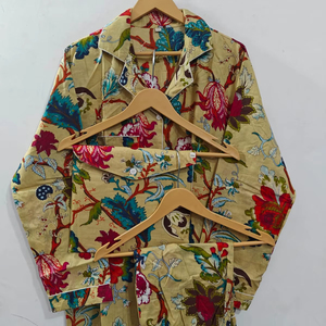 Comfortable <b>Light</b> Soft Knee-Length PJs Pyjamas Sweet Designer Women's Bohemian Cotton Pyjama Set Handmade Summer Daily Wear - Product Image 1