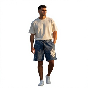 Shorts pour homme en jersey uni 100% coton, taille haute, respirants, avec taille élastique et logo sur le devant - Product Image 5
