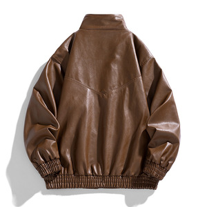 Unisex PU Windproof <b>Jacket</b> Full Sleeve Autumn Style Beige Color Waterproof Racing Motor <b>Bike</b> Leather <b>Jackets</b> - Product Image 3
