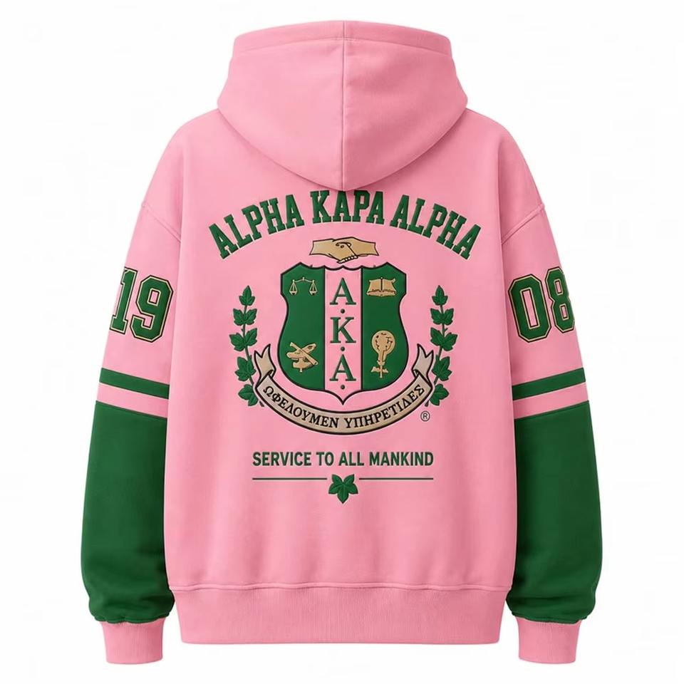 Alpha Kapa Alpha Pink Hooded Sweatshirt 1908 Greek Letters Print Unisex ...