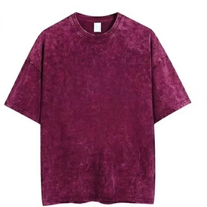 T-shirt streetwear premium délavé à l'acide pour homme, coupe ample et décontractée, en coton épais, effet vintage délavé, style urbain moderne - Product Image 1