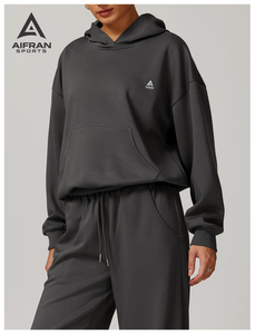 Sudadera con Capucha Extra Grande de Lujo para Mujer AIFRAN, con Logotipo Personalizado, 400g, Algodón Grueso, Sudadera Deportiva Ligera para Gimnasio, Venta al Por Mayor - Product Image 3