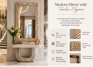 Espejo de Pared con Incrustaciones de Cuerno de Cerdo, Diseño de Guijarros, Espejo Decorativo para Baño, Dormitorio, Sala de Estar, Moderno y Elegante, Montado en la Pared, 24*36 Pulgadas - Product Image 5