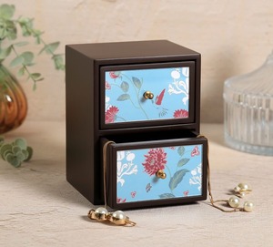 Handmade Vintage Wooden Jewelry organizer with Double <b>Drawers</b> Wooden Storage Box with two Compartments for Kitchen Organization - Product Image 1