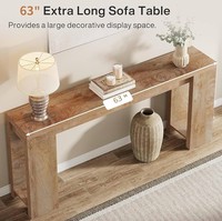 Console en bois massif avec base en chêne, design scandinave moderne, meuble de rangement pour entrée et salon