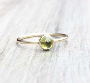 Peridot Ring August Birthstone <b>Stacking</b> Ring 925 Sterling Silver 14k Gold Plated Minimalist Women Jewelry Wholesale - Product Image 2