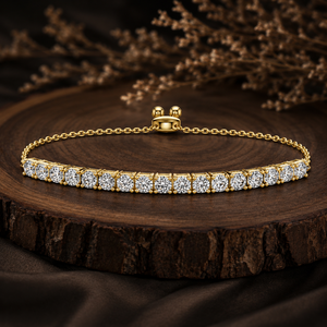 Bracelet réglable en or 10K 14K avec diamants de laboratoire ronds DEF VVS, bracelet tennis, fermoir coulissant Bolo, bijoux de mariage, cadeaux - Product Image 1