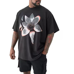T-shirt habillé élégant pour homme, coupe oversize, 100 % coton respirant, col confortable, manches longues, 220g, brodé, idéal pour l'été - Product Image 1