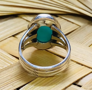 Handcrafted Green Onyx Gemstone <b>Silver</b> <b>Ring</b> 925 Sterling <b>Silver</b> Oval Shape Stone Boho Jewelry For <b>Men</b> And Women - Product Image 2