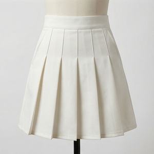 Women Pleated <b>Mini</b> Skirt Solid Color Satin Regular Waistline All Seasons Wear - Product Image 1