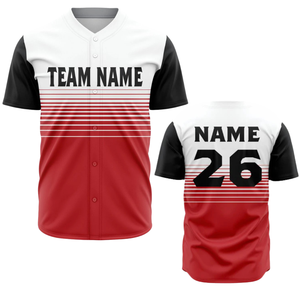 Camiseta de Béisbol Personalizada para Hombre, con Botones, Degradado Blanco y Rojo, Transpirable, Uniforme de Equipo de Softbol, Camiseta Deportiva para Juegos - Product Image 1
