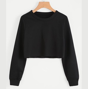 Sudadera Corta de Manga Larga para Mujer, 100% Algodón, Lisa, Estilo Oversize, Cálida y a la Moda - Product Image 5